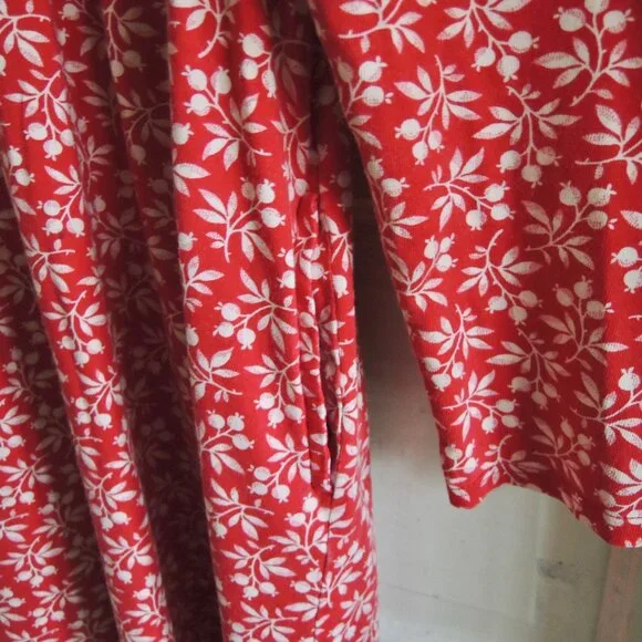 Lands' End Girls Red & White Floral Cotton Knit Dress 12 - Picture 4 of 7